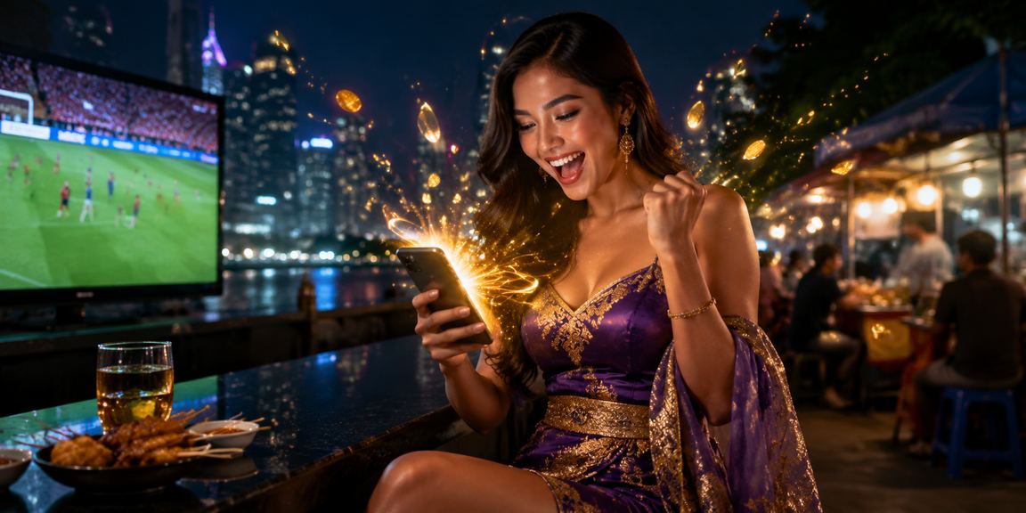 Model Vietnam menampilkan aplikasi kasino dengan ekspresi antusias