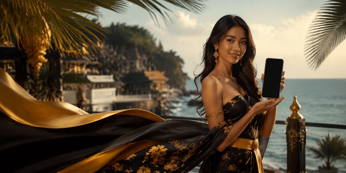 Pengguna VIP menikmati bonus eksklusif di tepi pantai dengan nuansa mewah